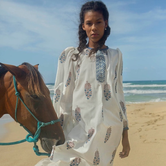 Virginie Violet Print Caftan Dress nwot - Picture 4 of 12